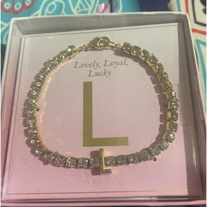 L gold diamond bracelet. Lovely, loyal and lucky
